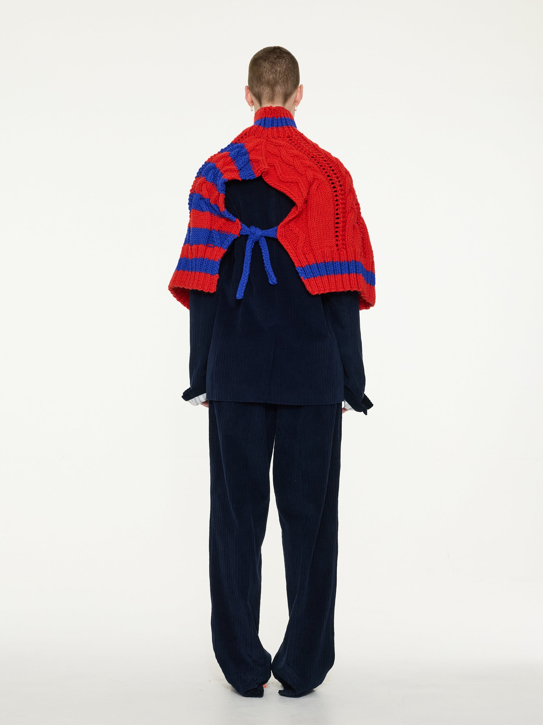 POSY Striped Cable Knit Vest - Red /  Blue