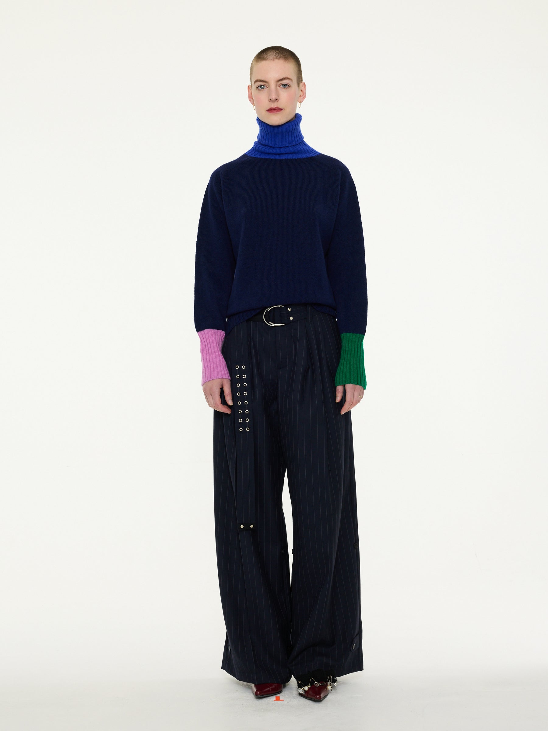 RUDI X Oversized Seam-Free Polo Sweater - Navy