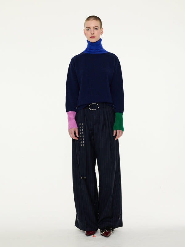 RUDI X Oversized Seam-Free Polo Sweater - Navy