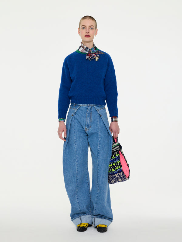 FIFI Crew Neck Shetland Sweater - Blue