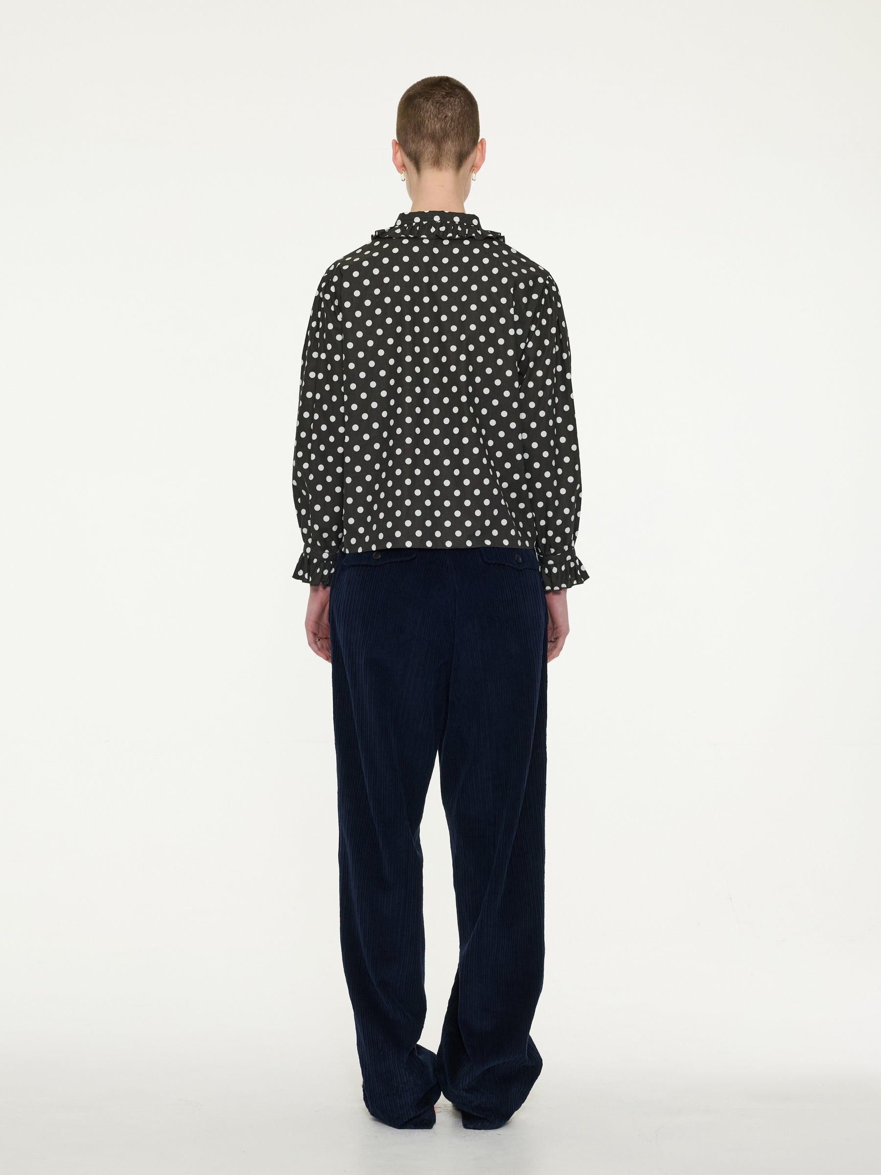 JANE Spot Printed Cotton Blouse - Black / White