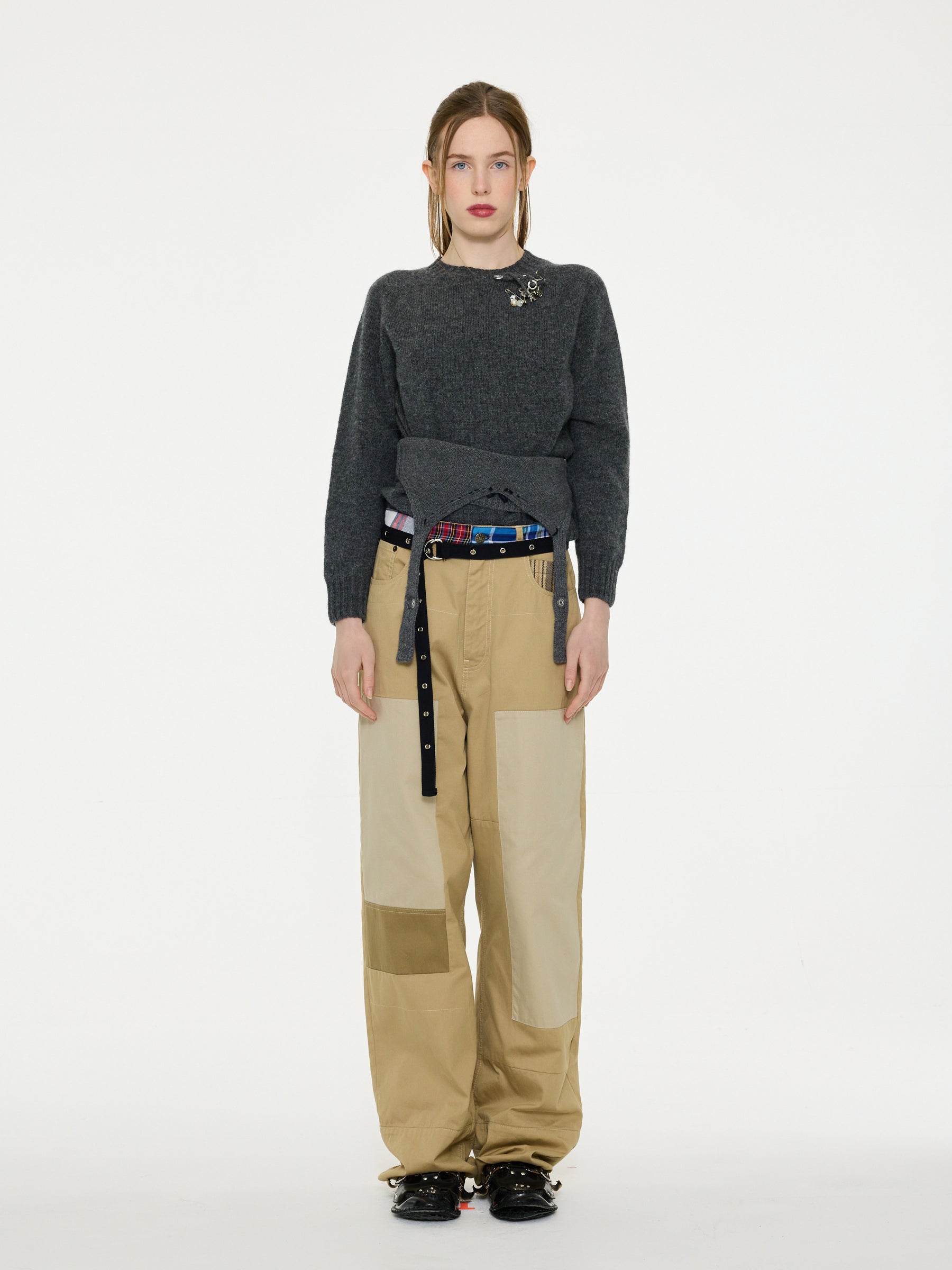 CLARK Crew Neck Shetland Sweater - Dark Grey
