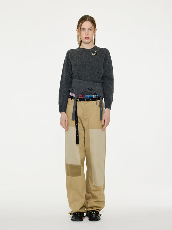 CLARK Crew Neck Shetland Sweater - Dark Grey