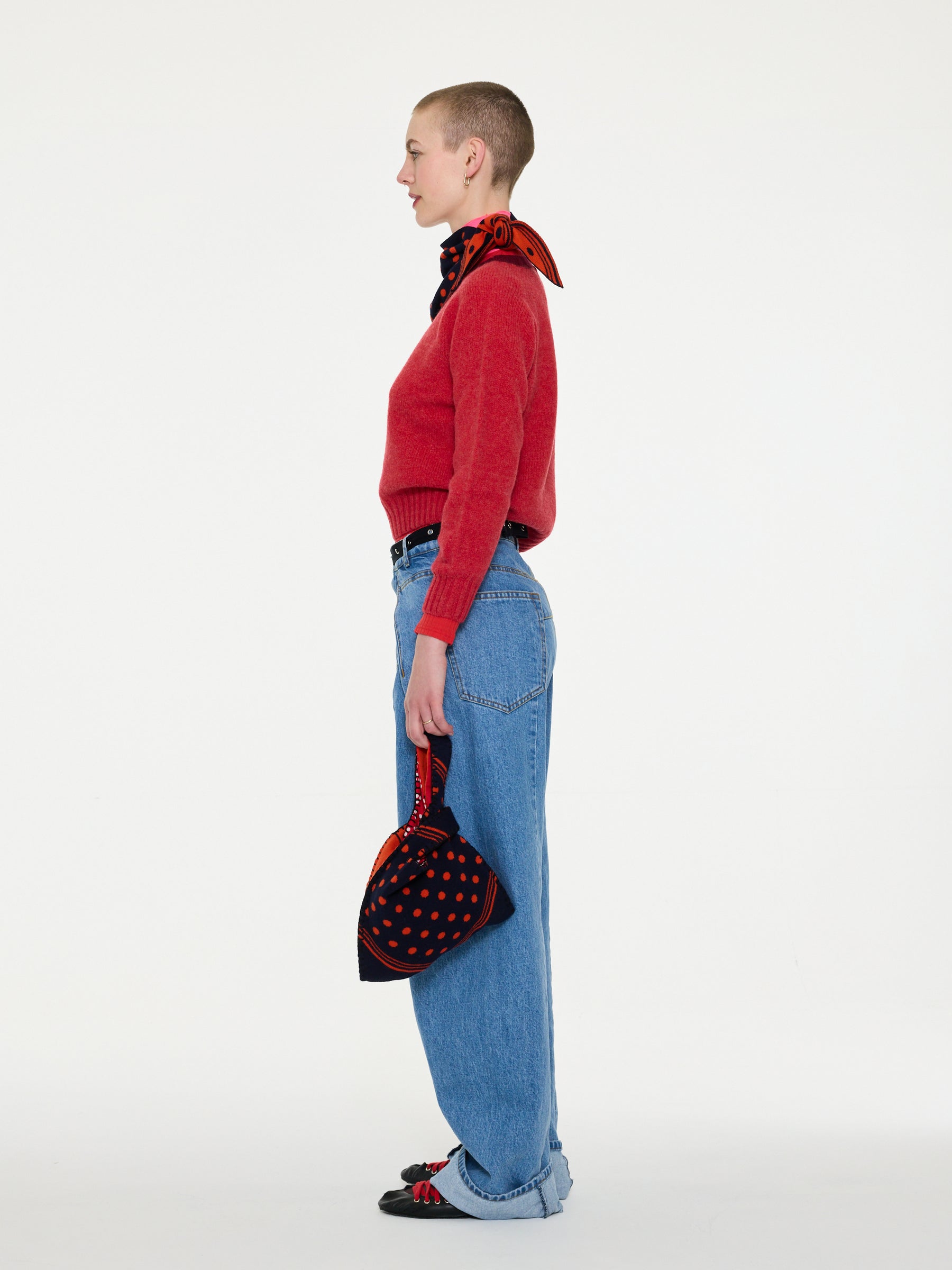 FIFI Crew Neck Shetland Sweater - Coral
