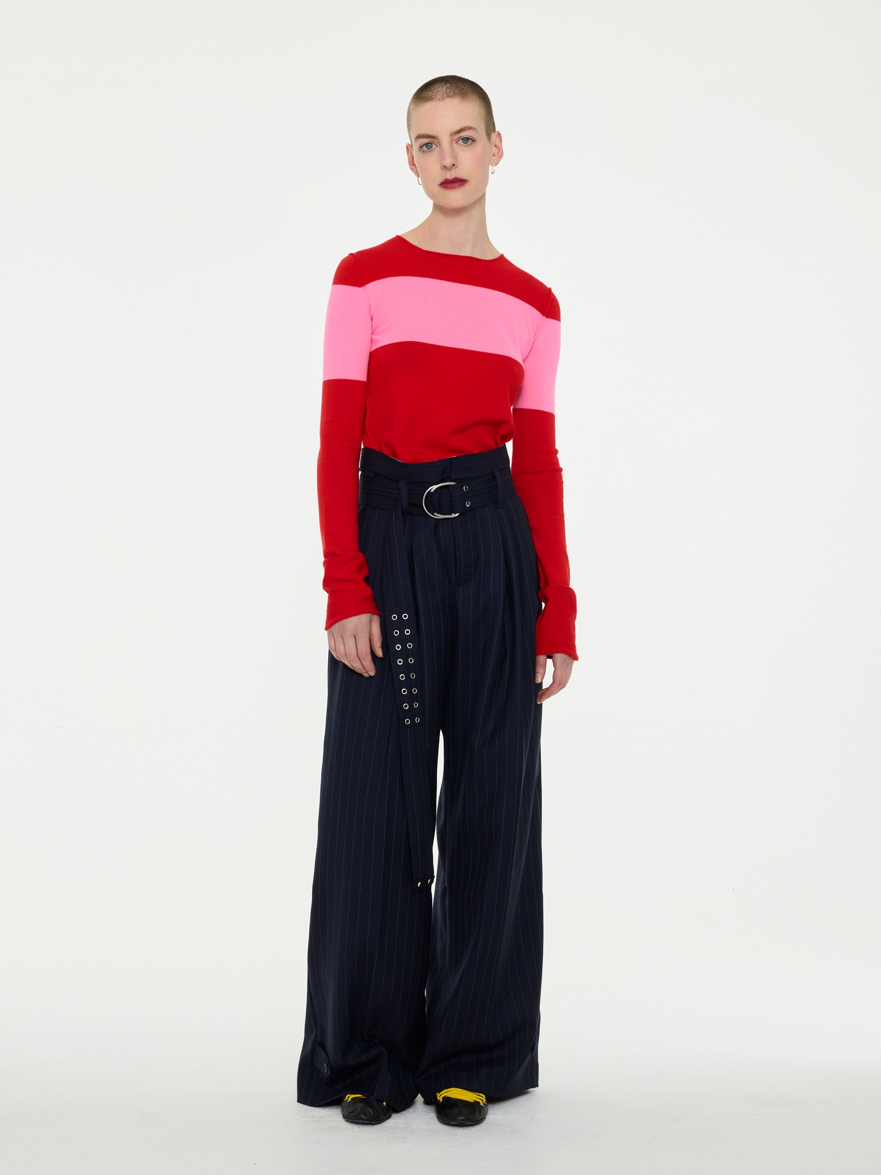 BIRTWELL fitted fine weight sweater - RED / PINK
