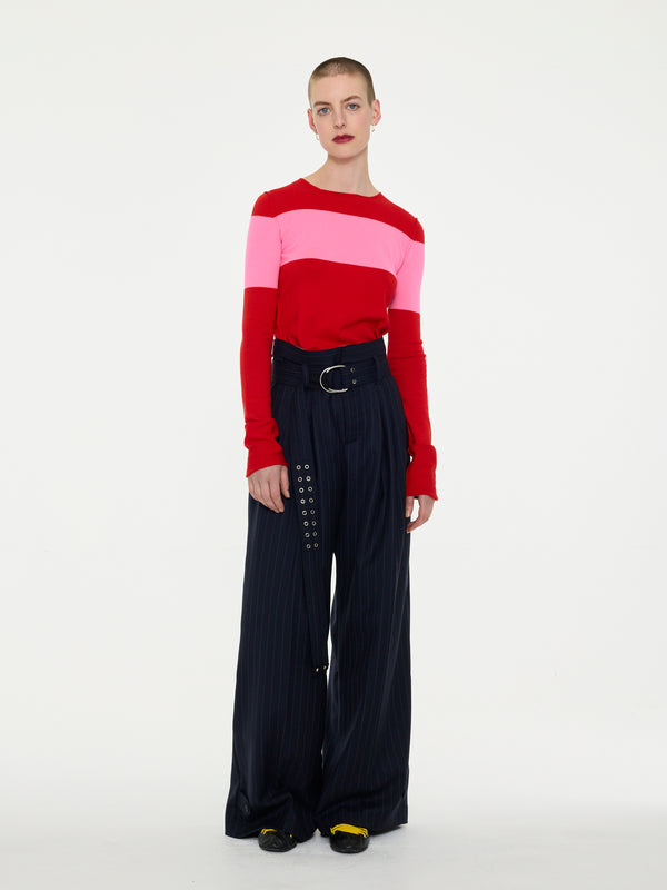 BIRTWELL fitted fine weight sweater - RED / PINK