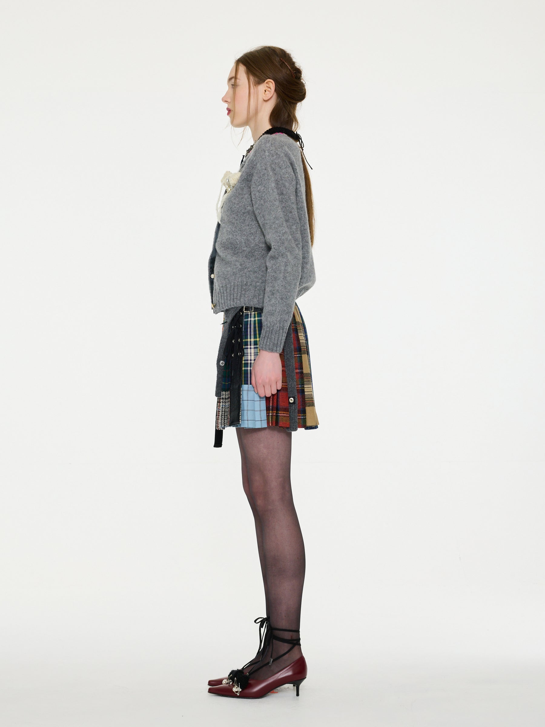 ERIN Crew Neck Shetland Cardigan - Grey