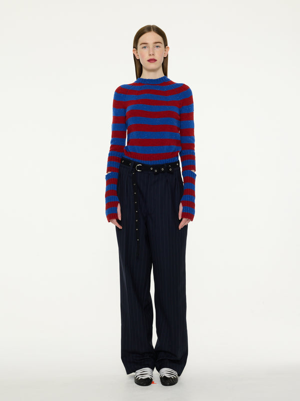 STEVIE Skinny Striped Sweater - Red/ Blue