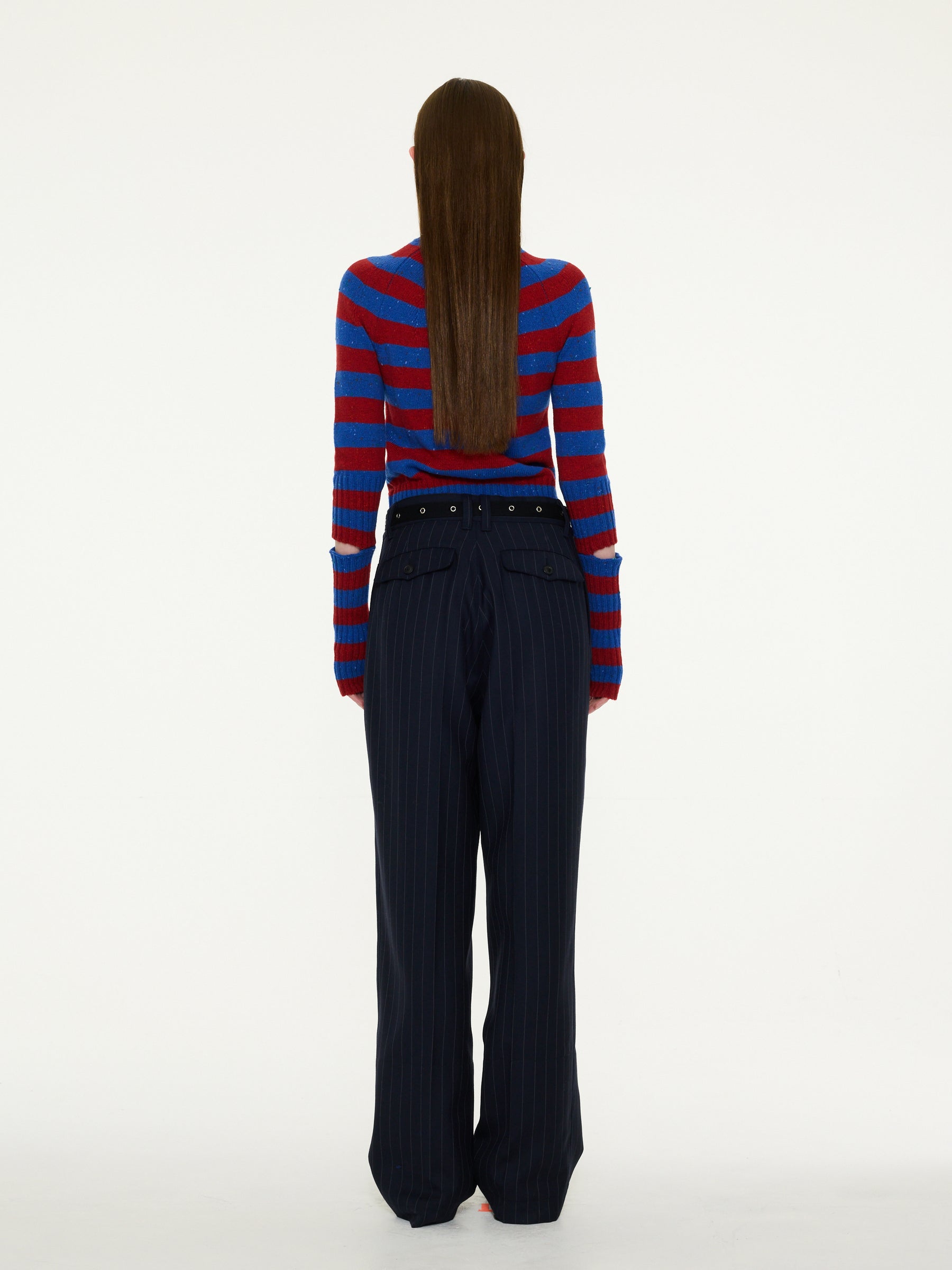 DAHO Pleated Tailored Pant - Navy Pinstripes
