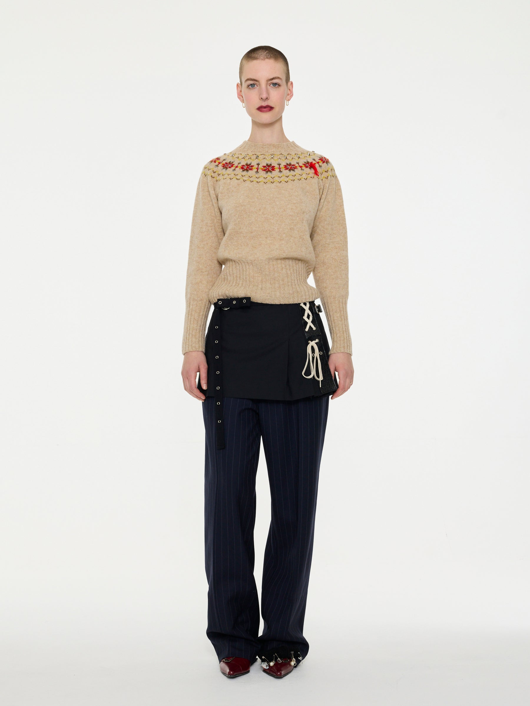 BARBARA Traditional Crafted Fairisle Sweater - Ecru