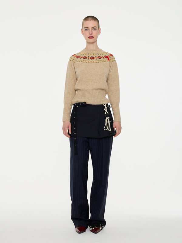BARBARA Fairisle Shetland Sweater - Ecru