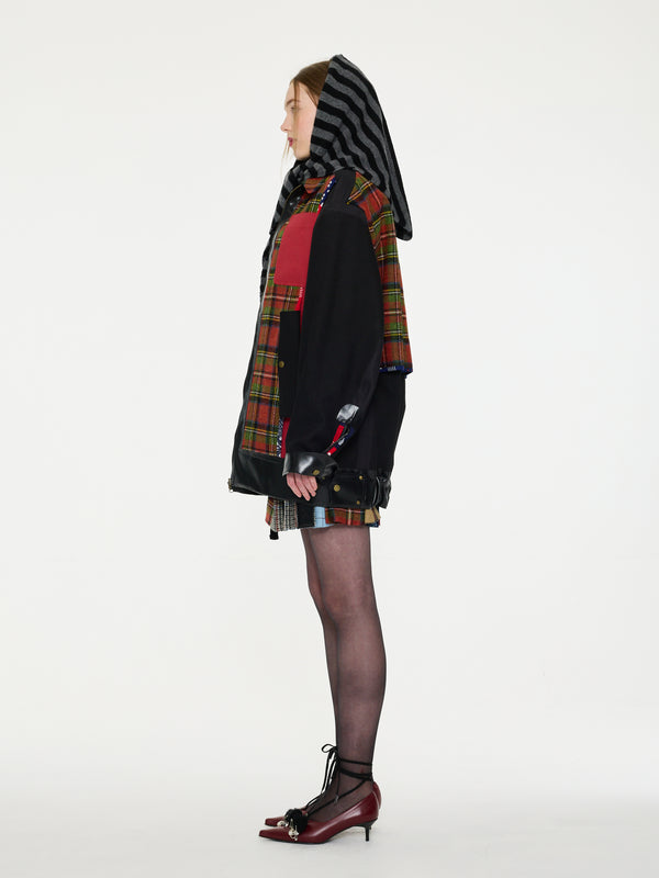 LIVA X Striped Triangle Scarf - Ecru / Grey