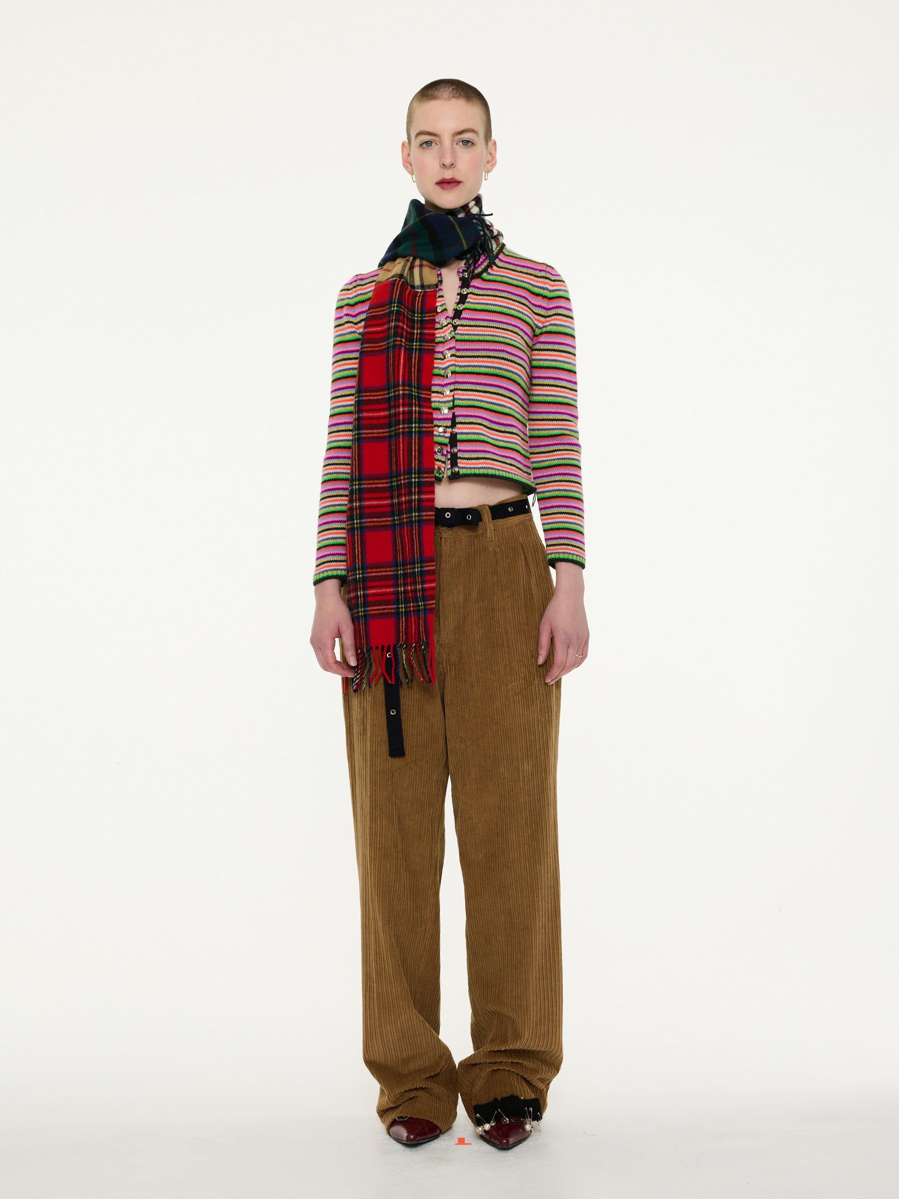 ROSEMARY STRIPE Shrunken Fit Multicolour Striped Cardigan - Multico