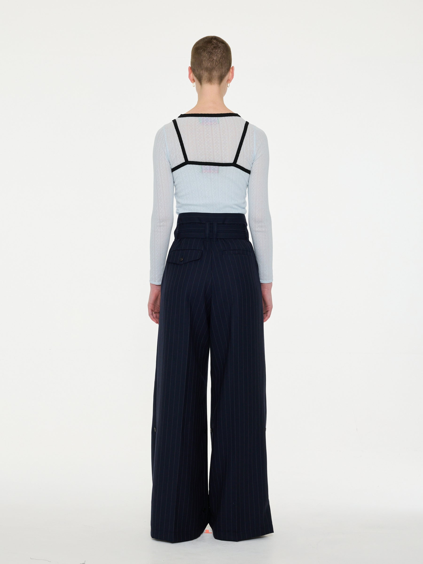 JADE Fineweight Pointelle Vest Top - Light Blue