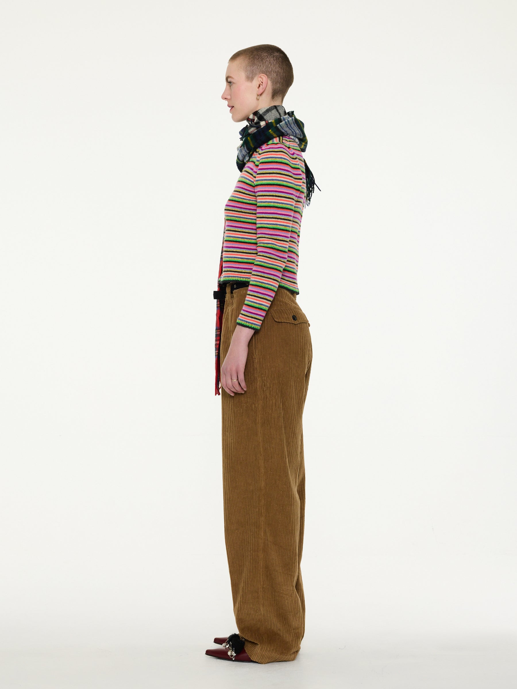 ROSEMARY STRIPE Shrunken Fit Multicolour Striped Cardigan - Multico