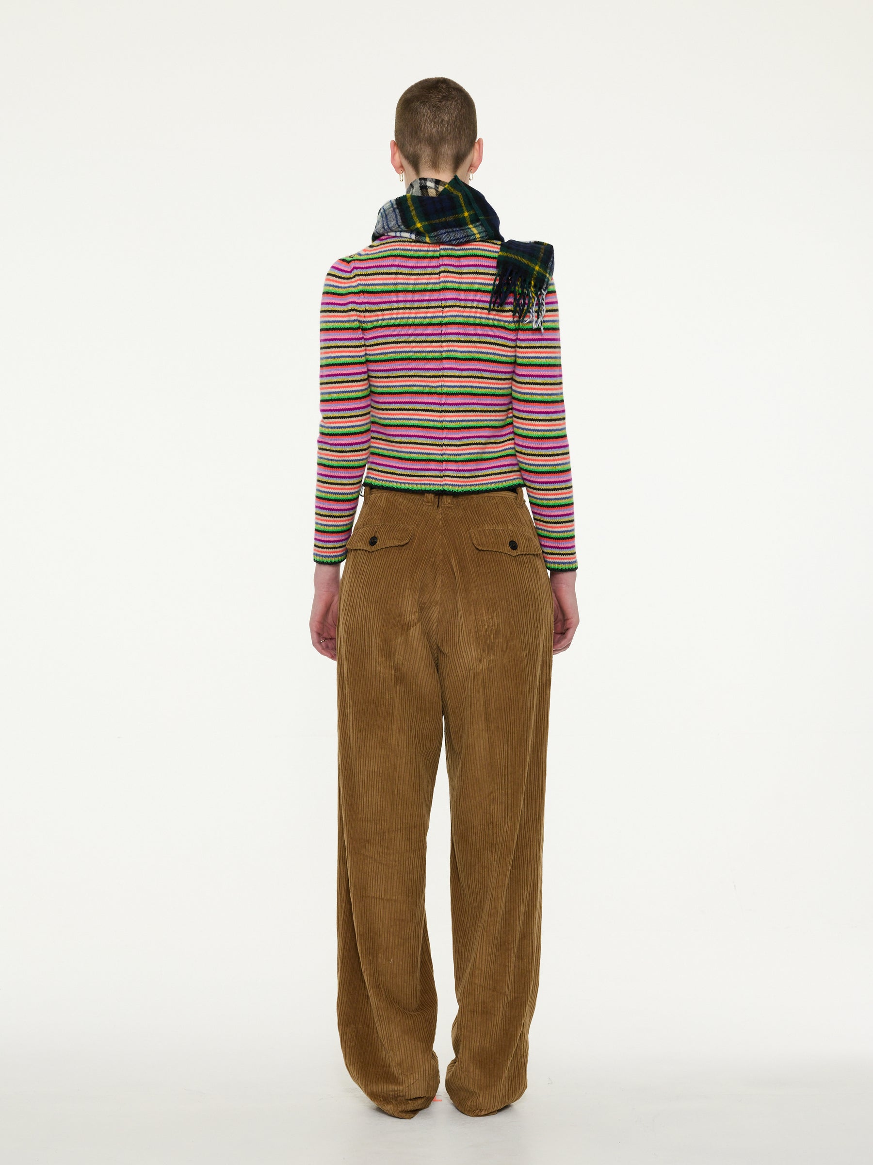 ROSEMARY STRIPE Shrunken Fit Multicolour Striped Cardigan - Multico
