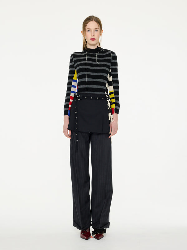 MAE Striped Sweater - Black / Grey / Multico