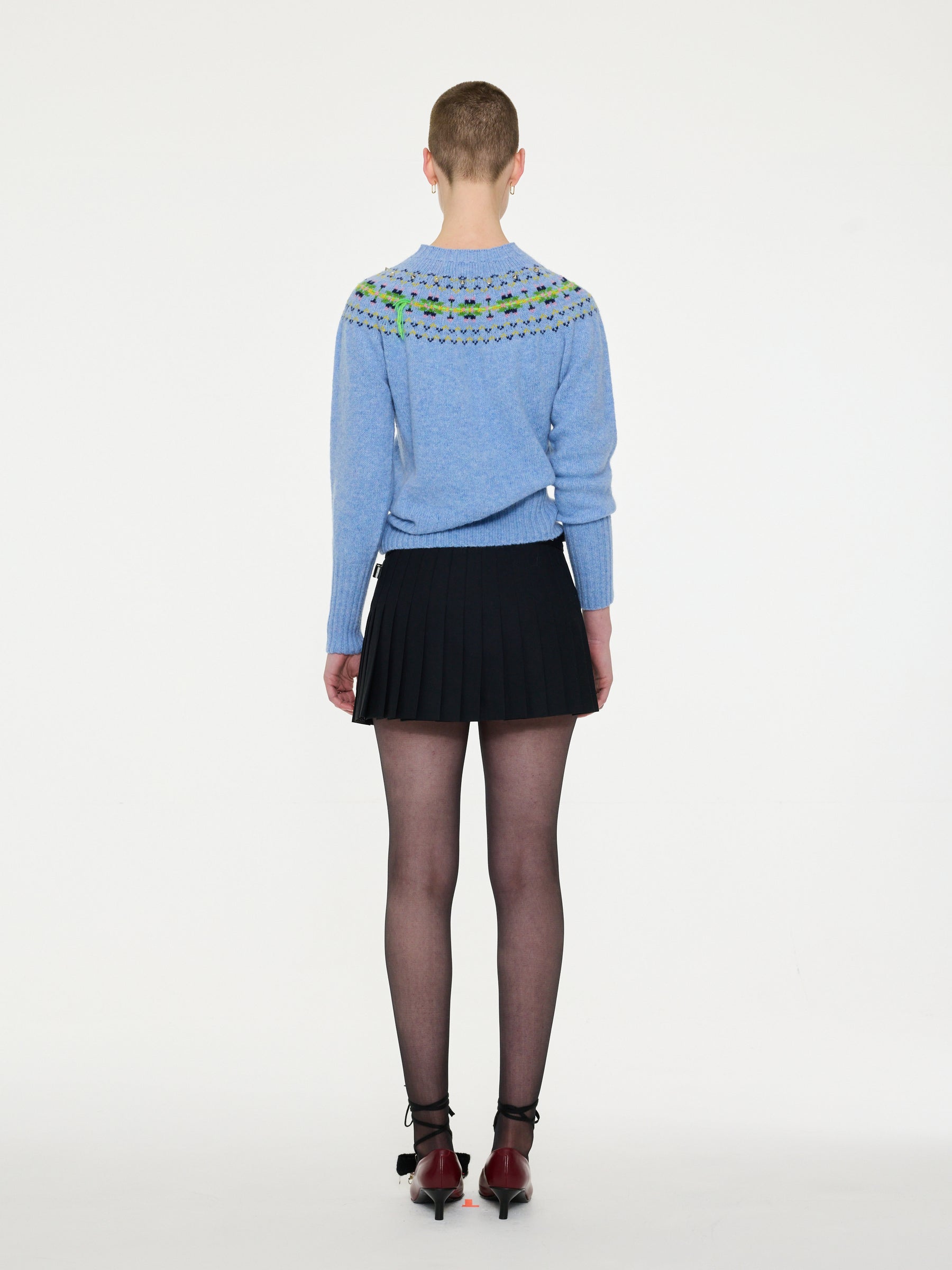 BARBARA Fairisle Shetland Sweater - Light Blue