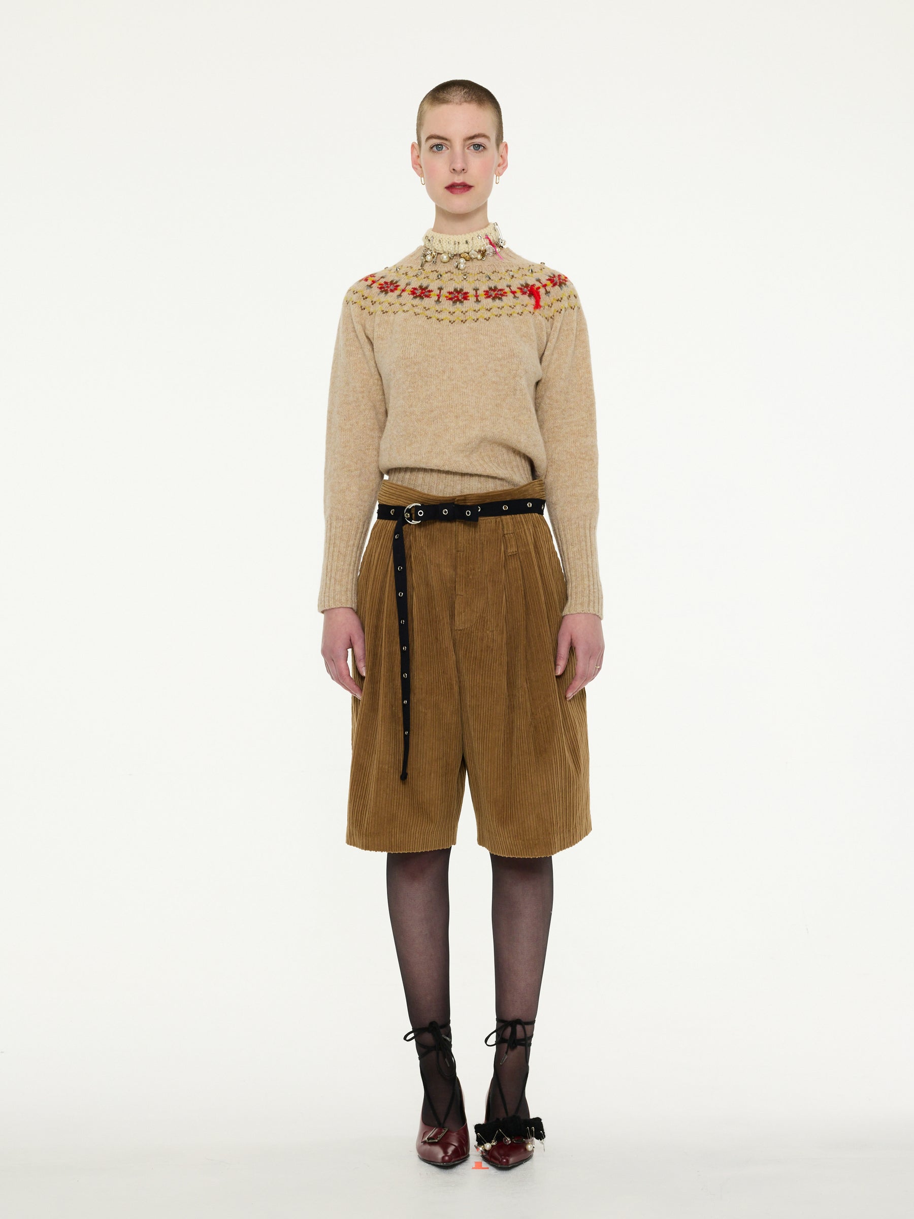 JACK Tailored Mid Length Corduroy Shorts - Brown