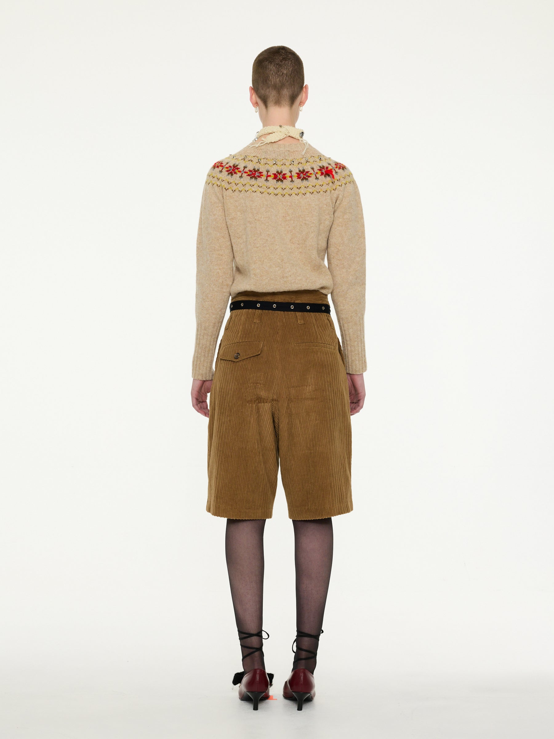 JACK Tailored Mid Length Corduroy Shorts - Brown