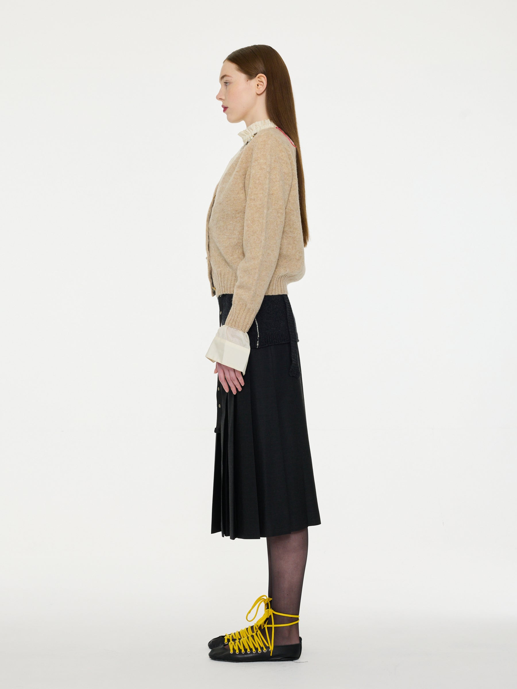 ERIN Crew Neck Shetland Cardigan - Oatmeal