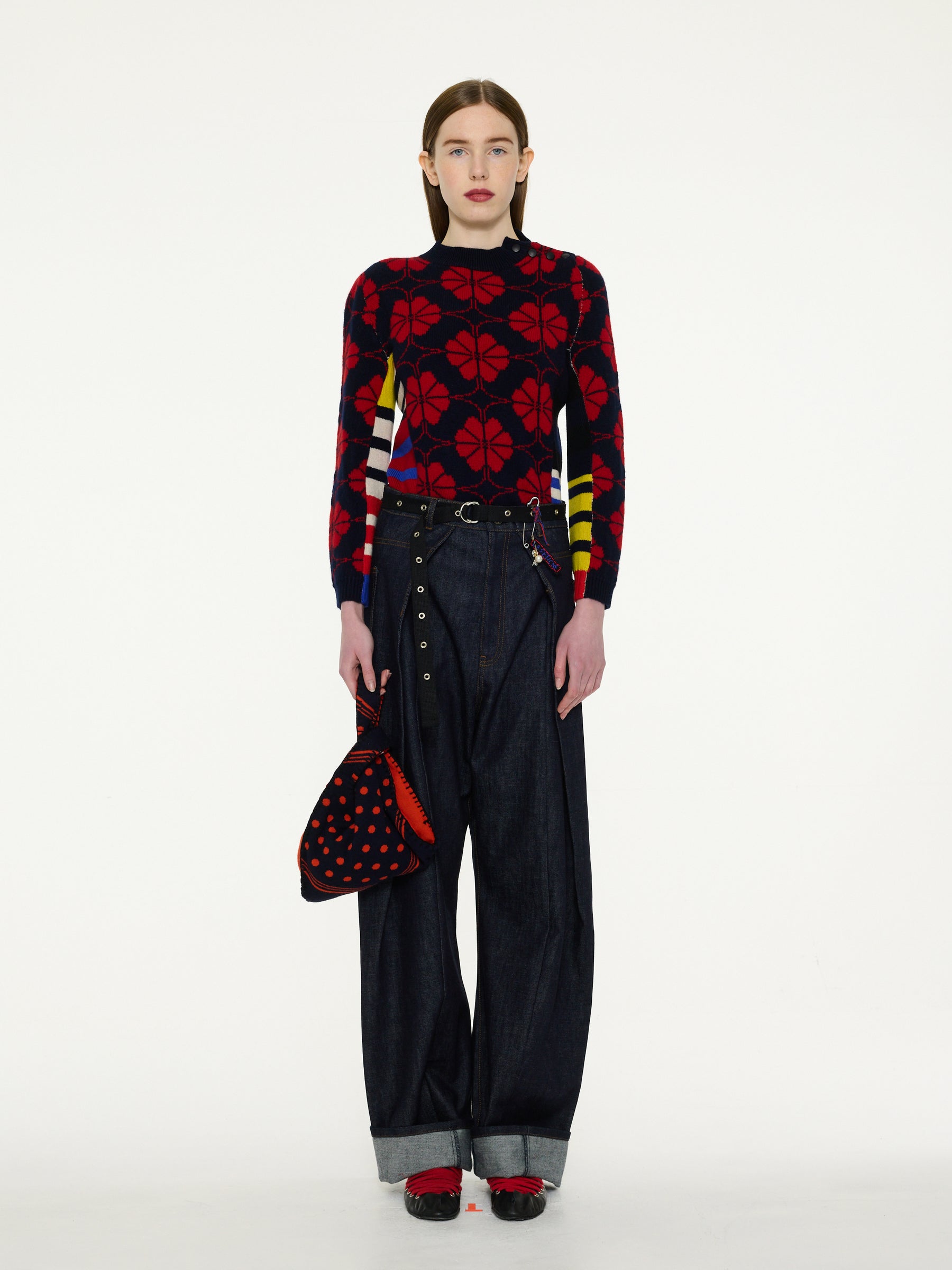 MAE FLOWER Sweater - Navy / Red