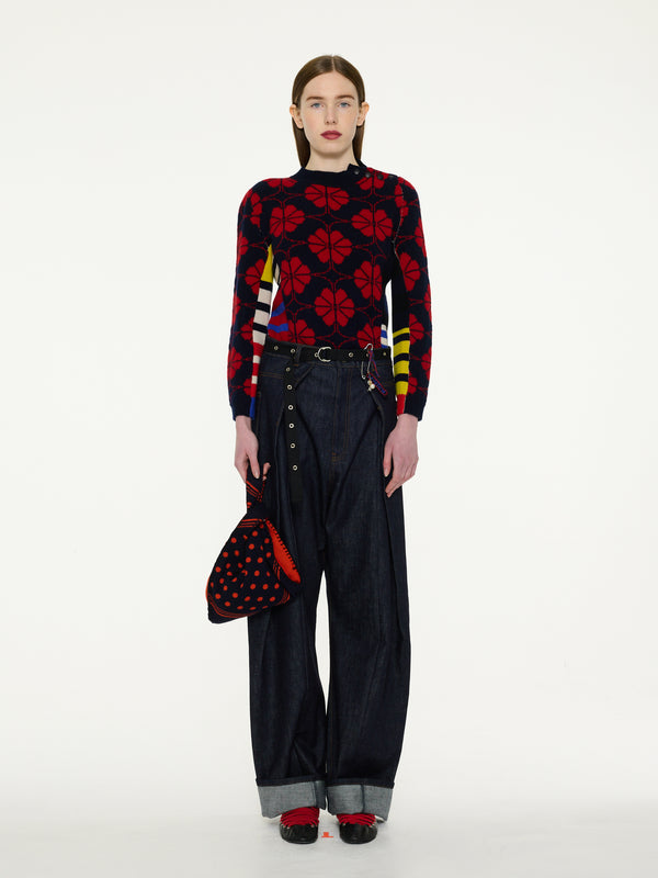 MAE FLOWER Sweater - Navy / Red
