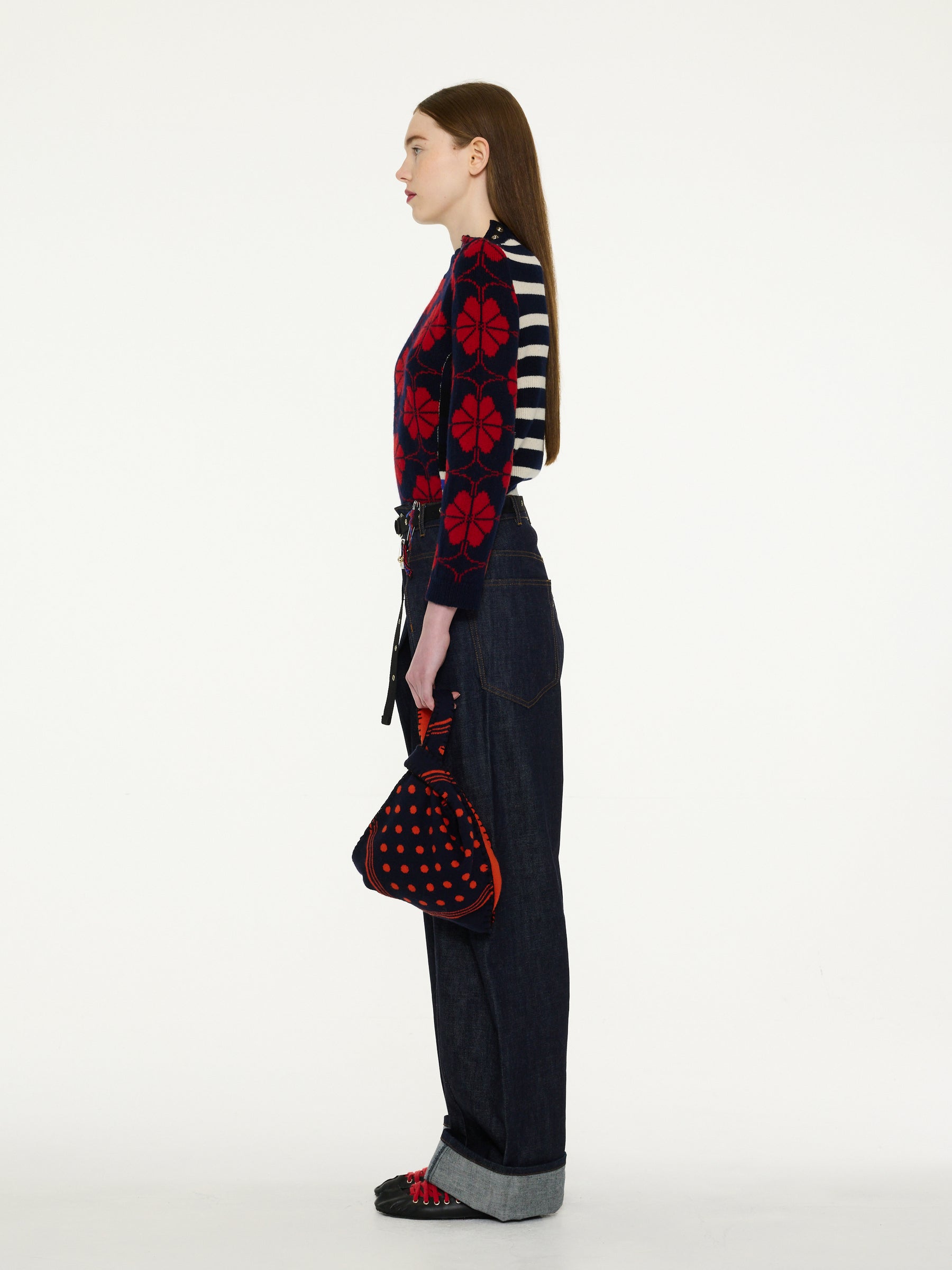 MAE FLOWER Sweater - Navy / Red