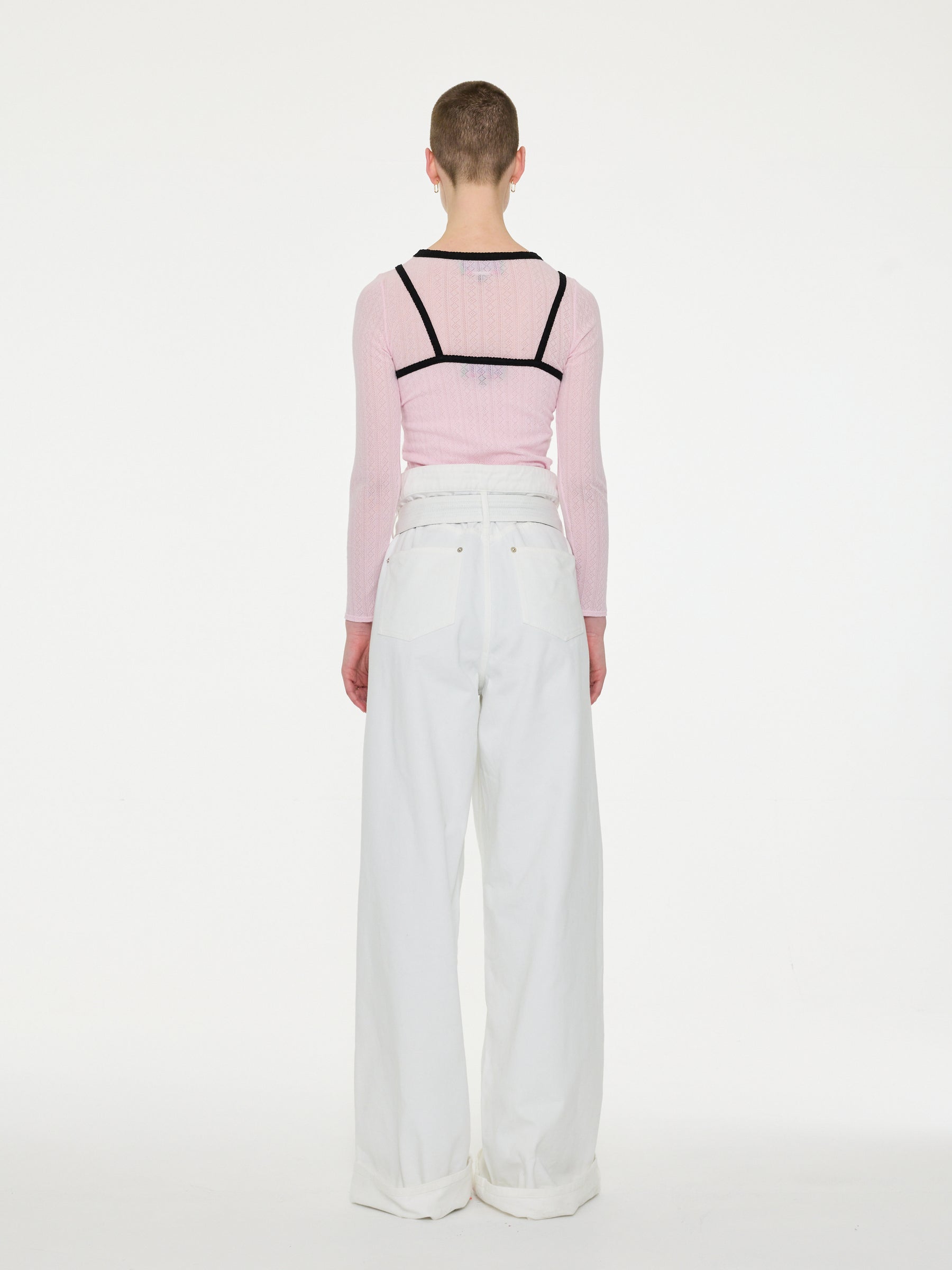 JACKIE Fine Weight Pointelle Top - Pale Pink