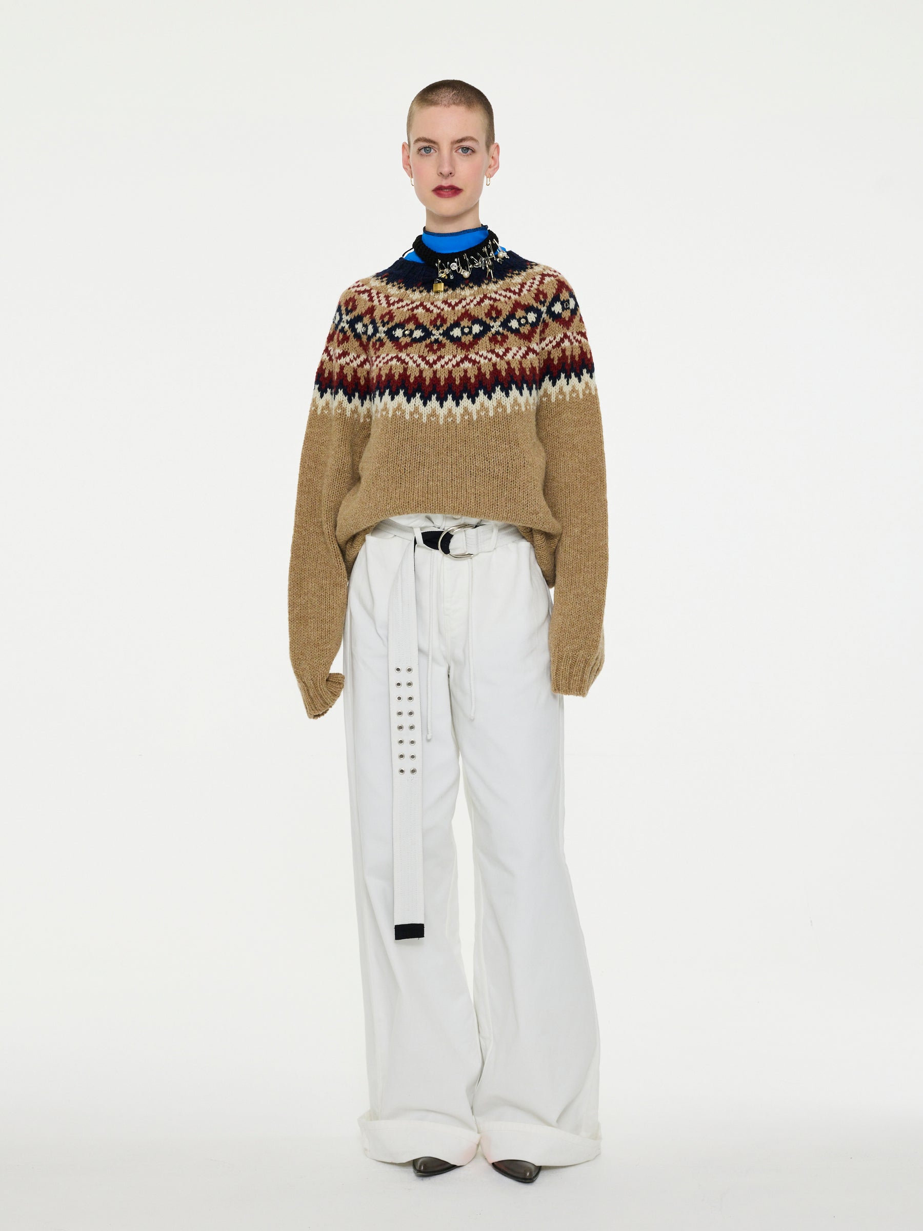 ARI Chunky Fairisle Sweater - Beige