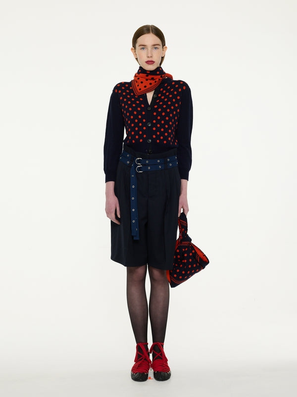 LIVA Reversible Polka Dot Foulard - Navy / Red