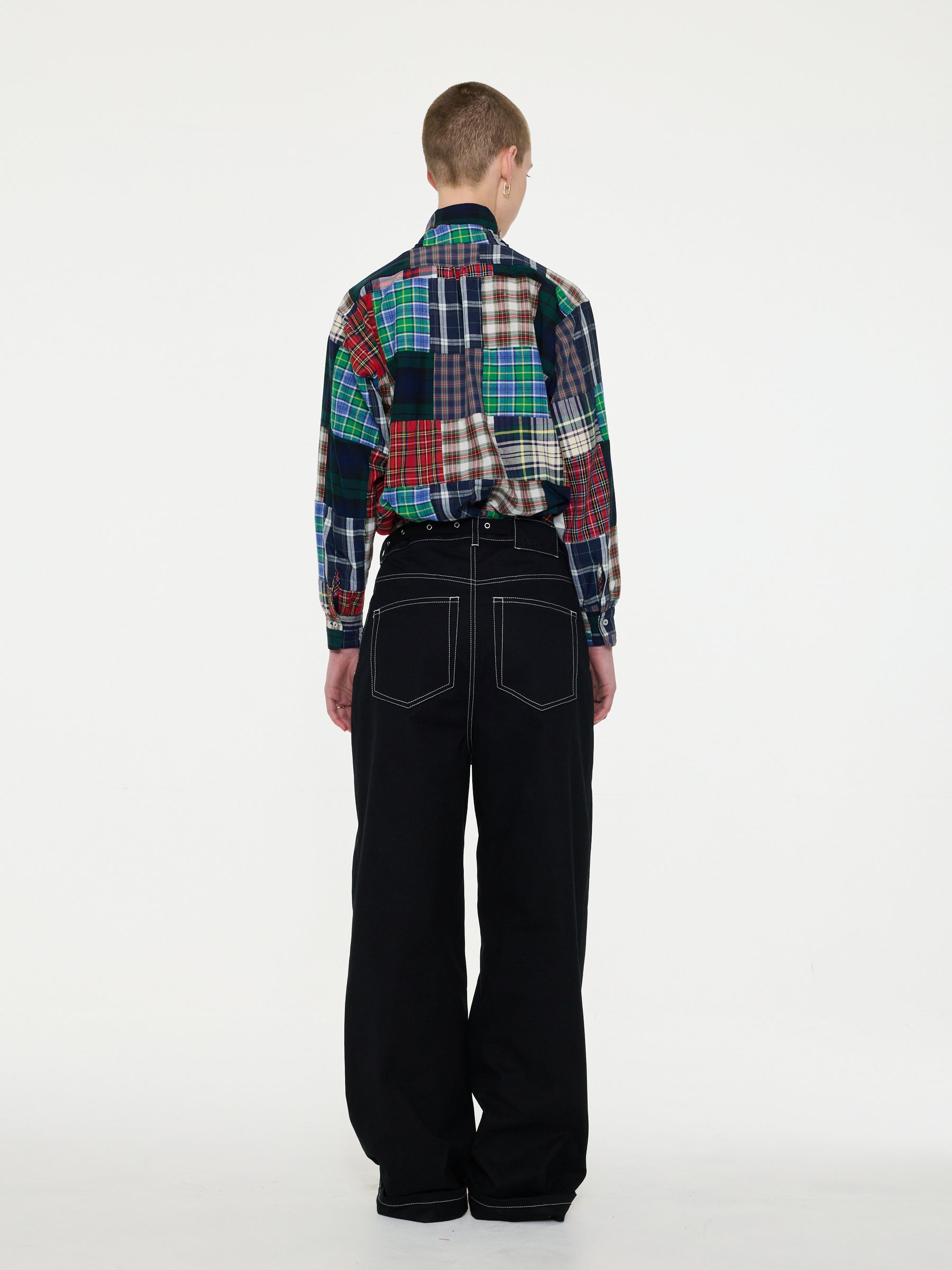 NUSCH Patchwork Tartan Neck Tie Blouse - Tartan Patchwork