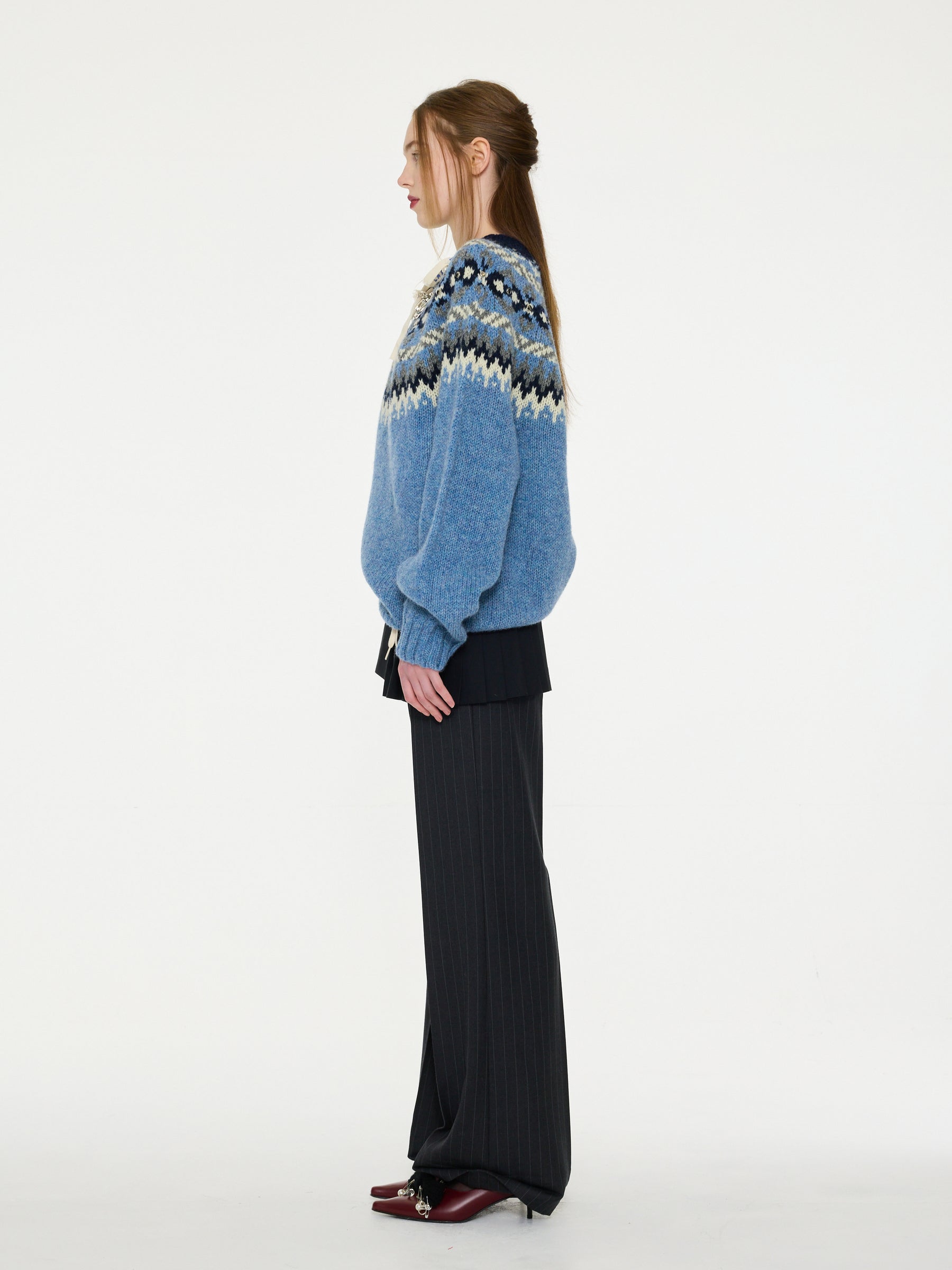 ARI Chunky Fairisle Sweater - Light Blue
