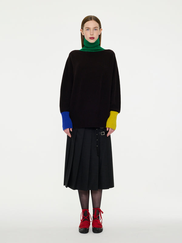 RUDI X Oversized Seam-Free Polo Sweater - Dark Brown