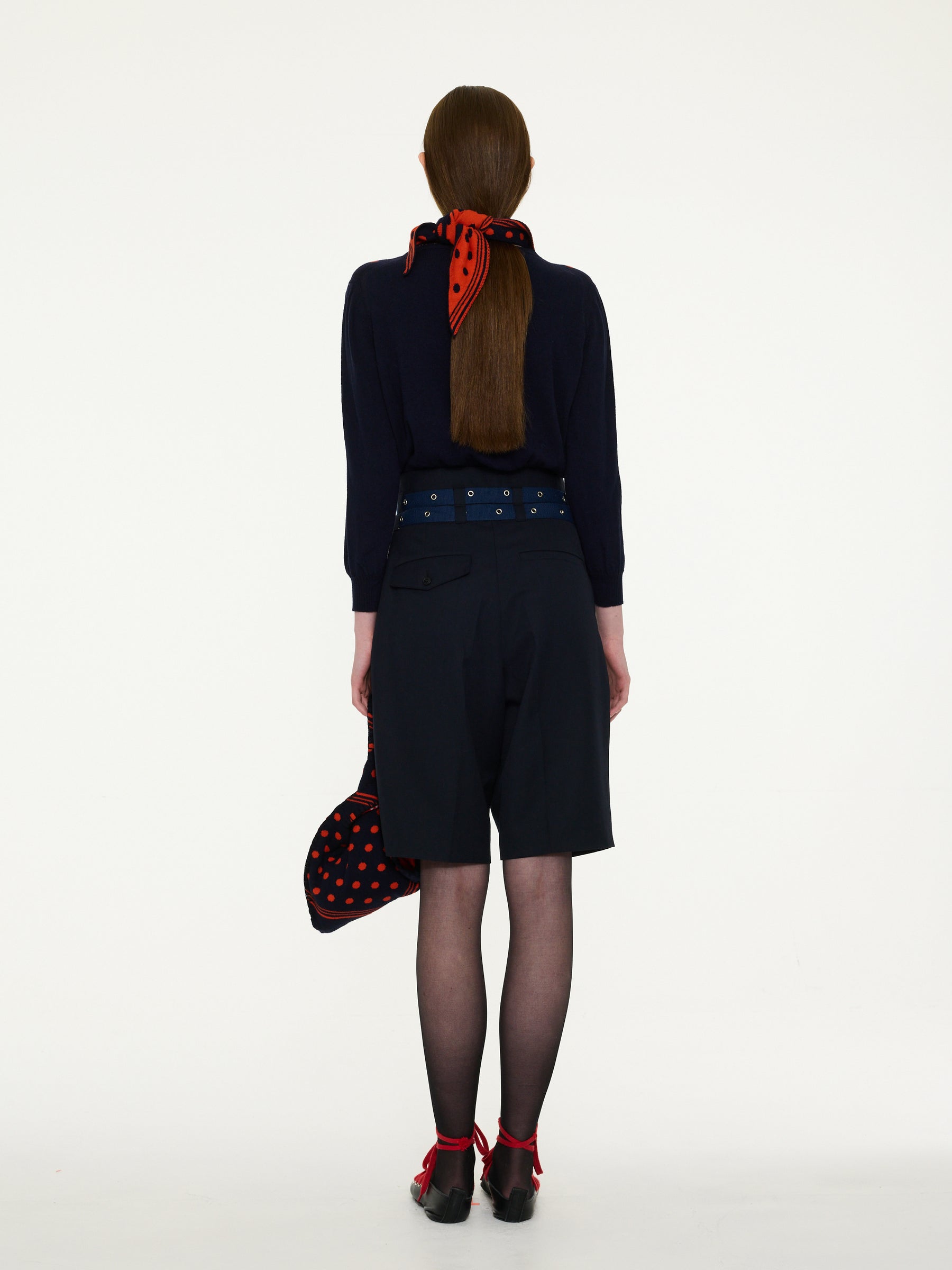 LIVA Reversible Polka Dot Foulard - Navy / Red