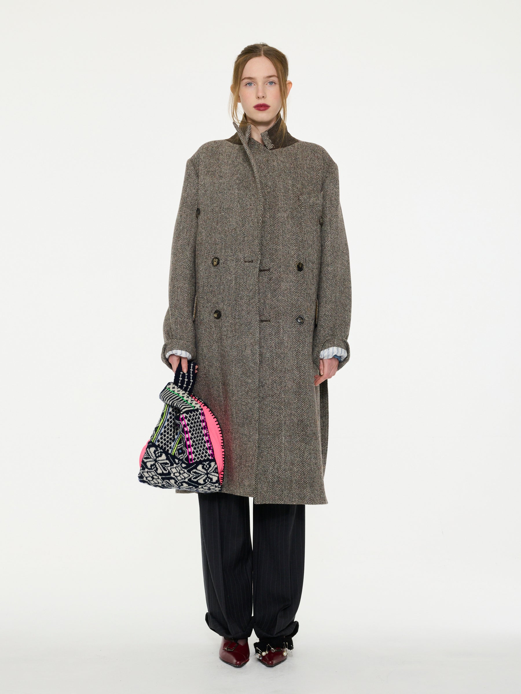 MAX Menswear Styled Overcoat - Brown Herringbone