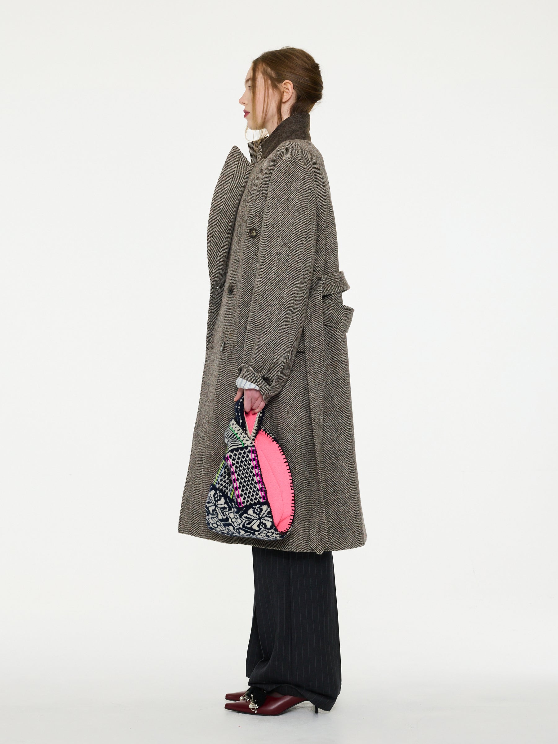 MAX Menswear Styled Overcoat - Brown Herringbone