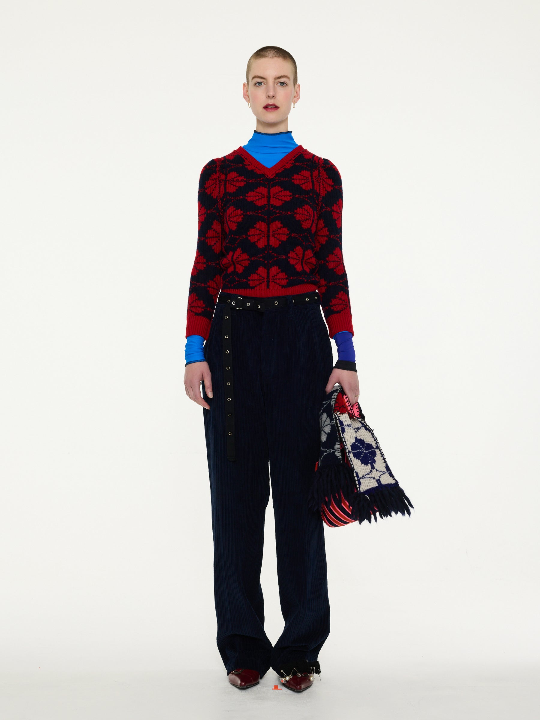 DAHO Pleated Tailored Corduroy Pant - Navy