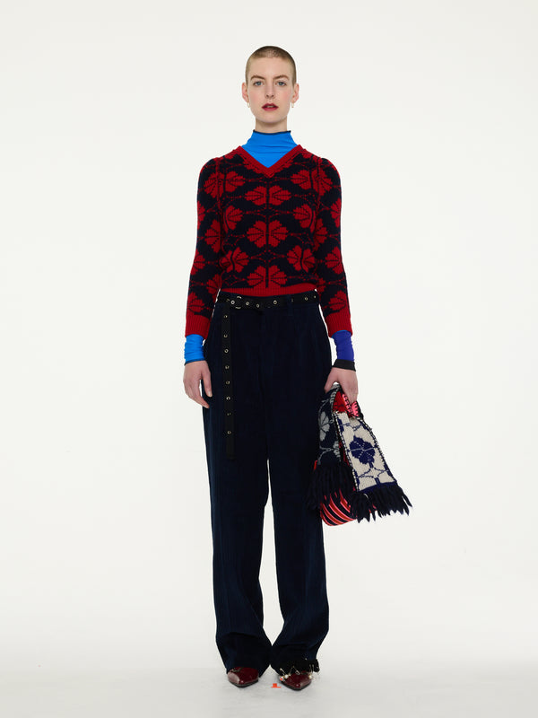 DAHO Pleated Tailored Corduroy Pant - Navy