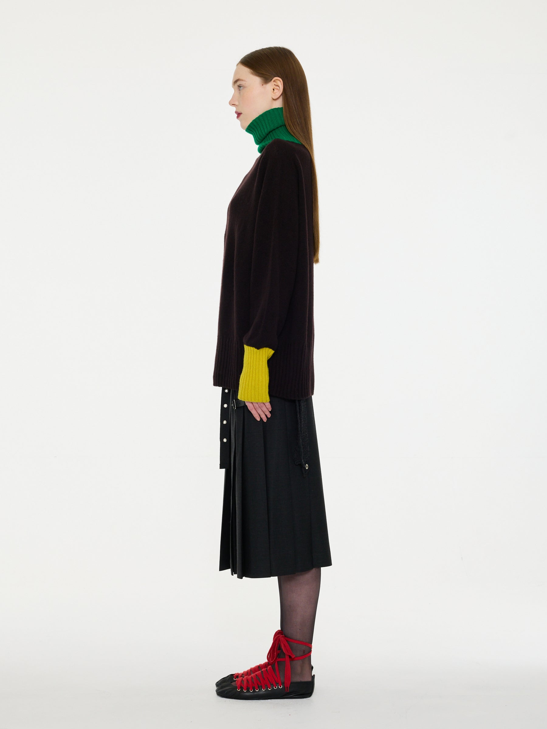 RUDI X Oversized Seam-Free Polo Sweater - Dark Brown