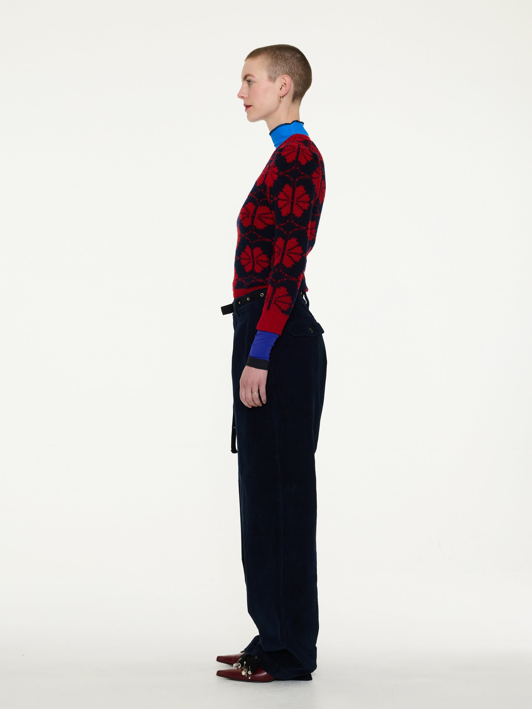 DAHO Pleated Tailored Corduroy Pant - Navy