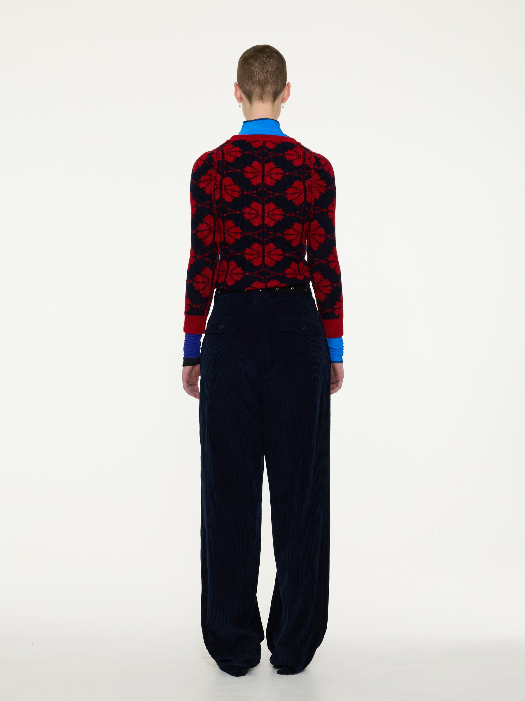 DAHO Pleated Tailored Corduroy Pant - Navy
