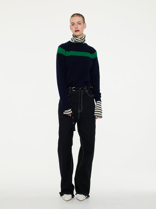 OSSIE Traditional Seam free Sweater - Navy/ Green
