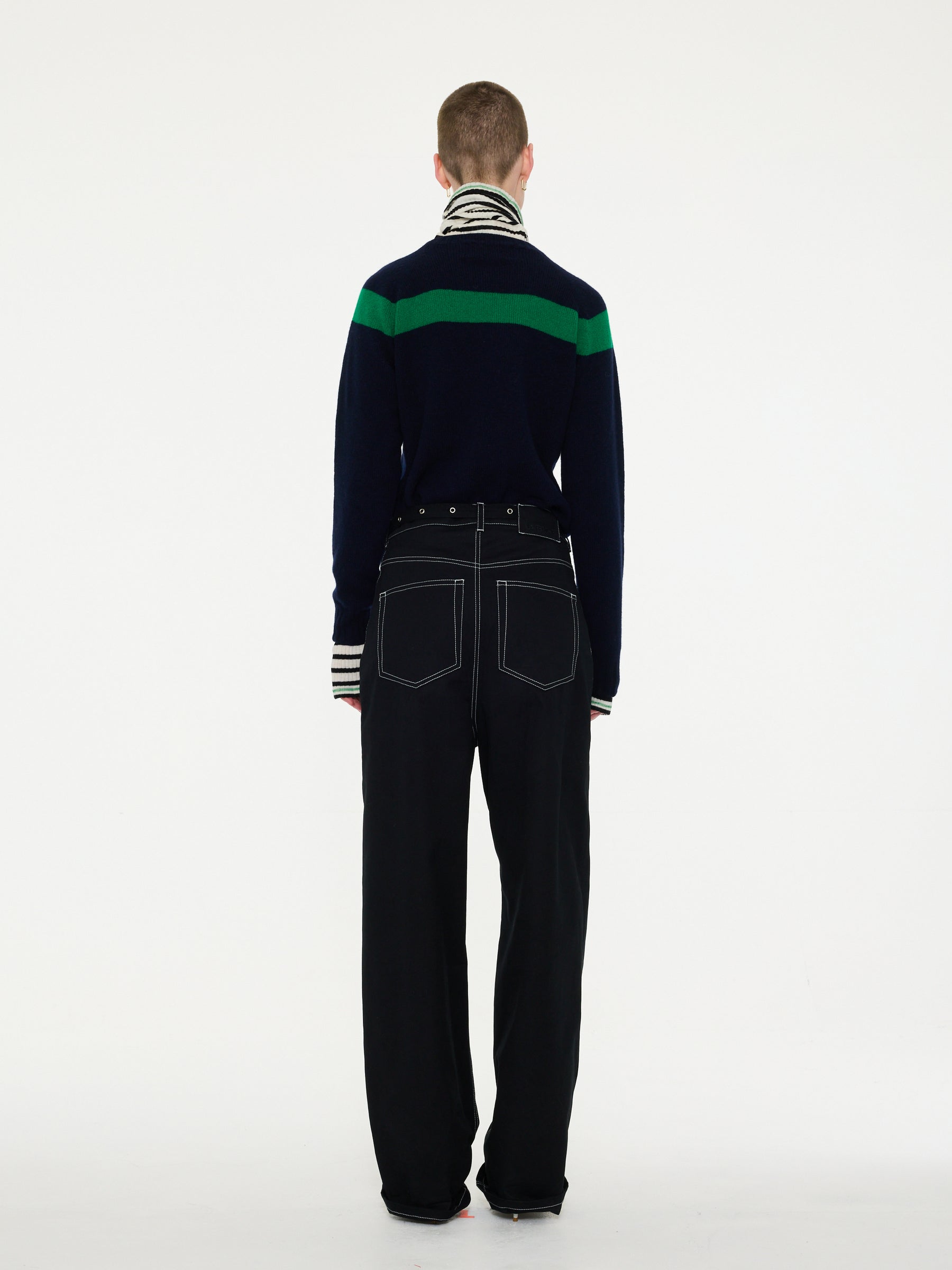 OSSIE Traditional Seam free Sweater - Navy/ Green