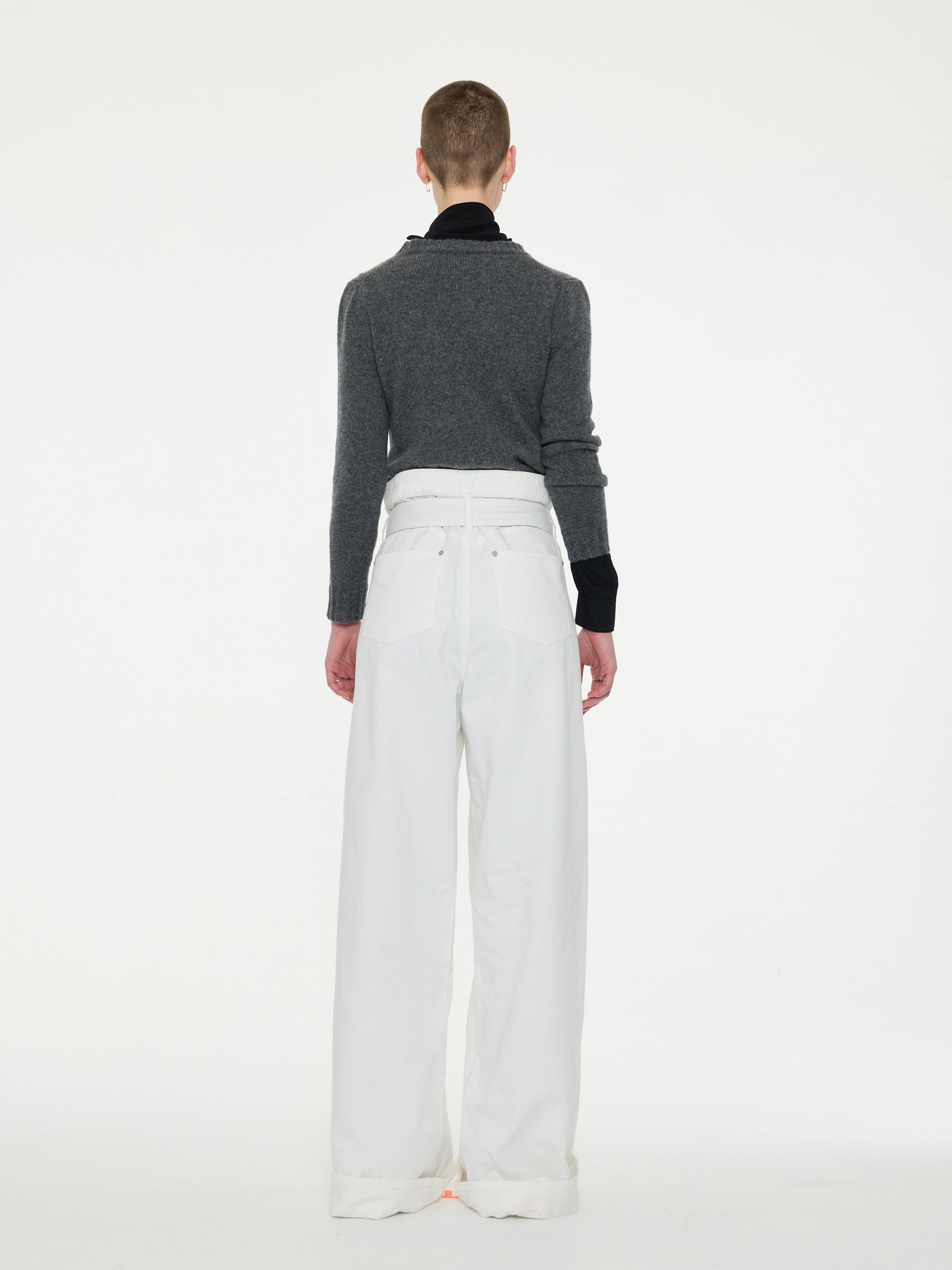 ROXANNE Lambswool Crew Neck Sweater - Grey / Multico