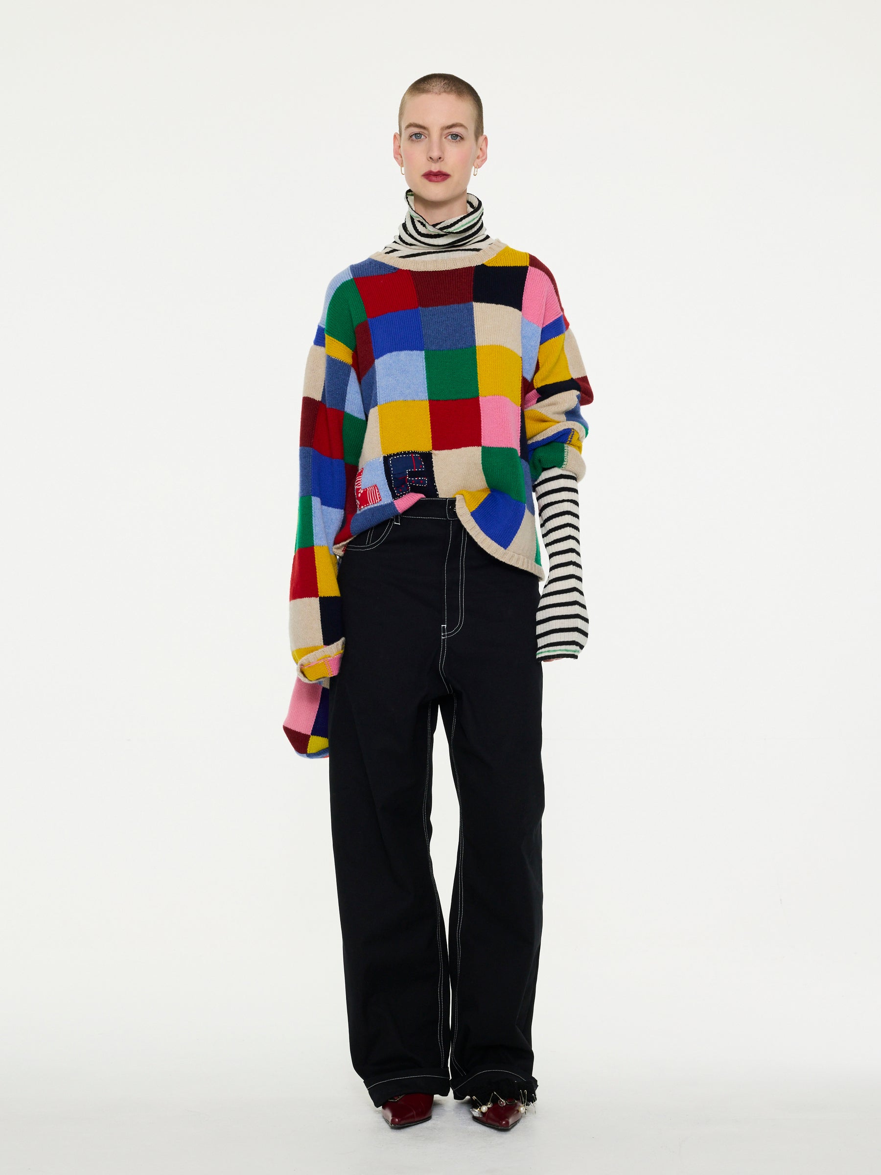 ELMER Loose Fit Patchwork Sweater - Multico