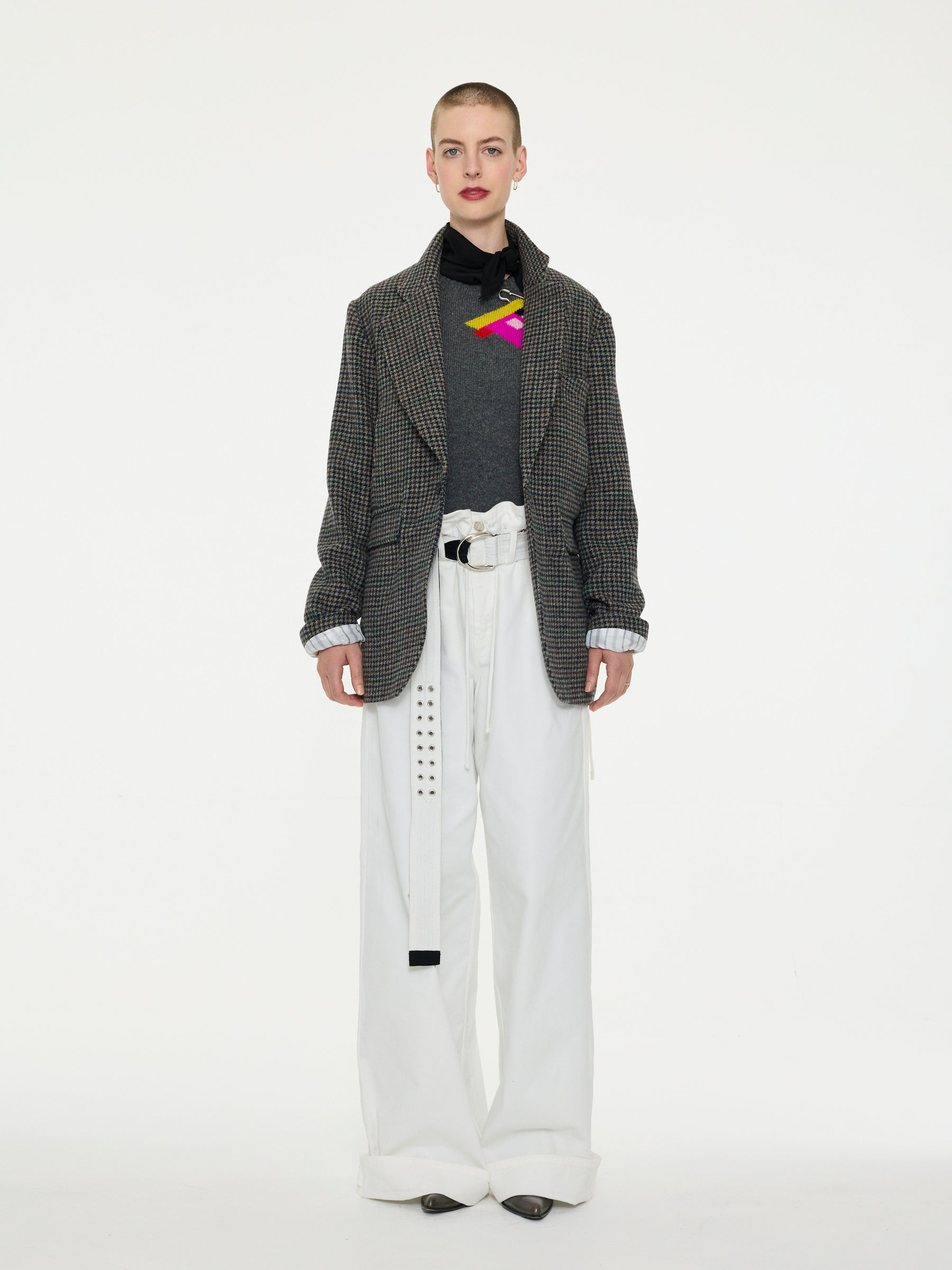 HELMUT Menswear Styled Jacket - Grey Houndstooth