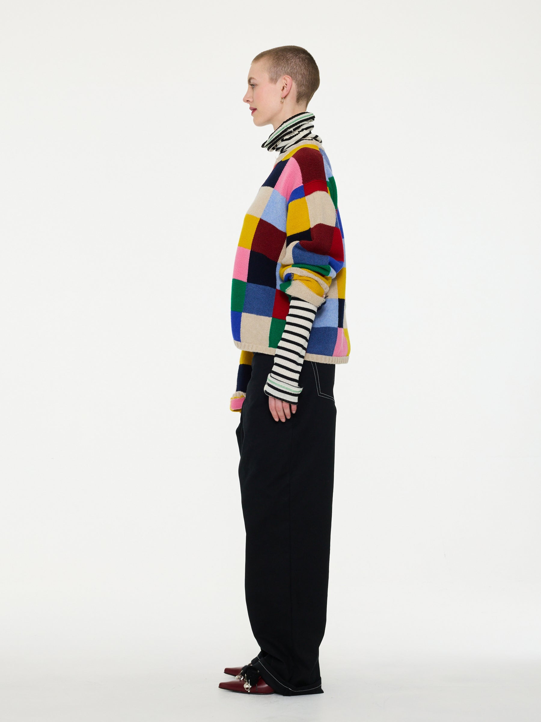 ELMER Loose Fit Patchwork Sweater - Multico