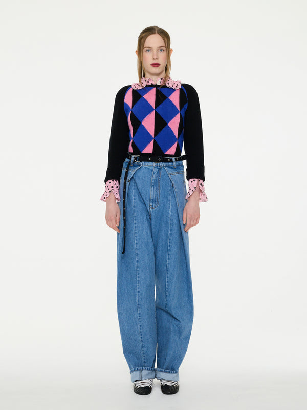 PABLO Hand-Knit Harlequin Sweater - Multico