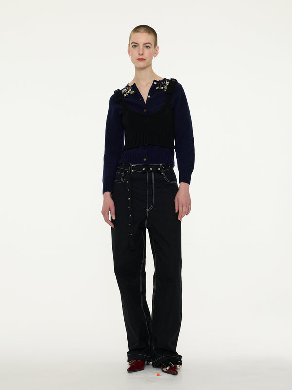 JUERGEN Contrast Stitch Boyfriend Jean - Black